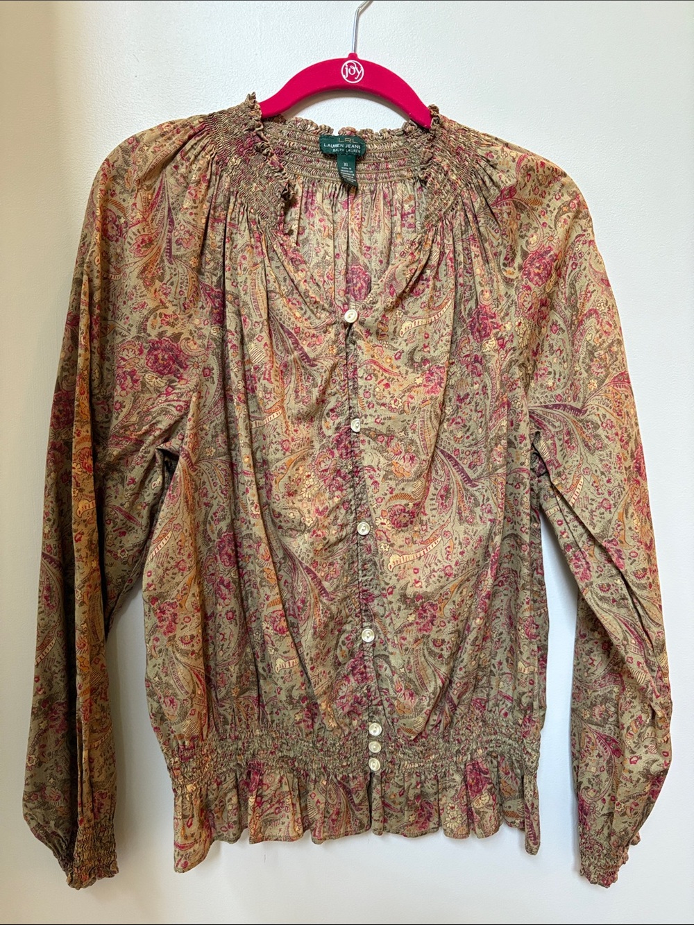 Ralph Lauren Jeans paisley floral blouse size XL